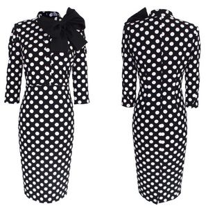 Vintage Bowknot Body-con Stretch Dress